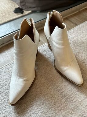 Barn Babe White Boots Stacked Heel